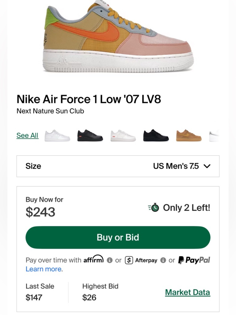Nike Air Force 1 Low '07 LV8
Next Nature “Sun Club”
7.5M - 9W
$50 - Picture 11 of 11